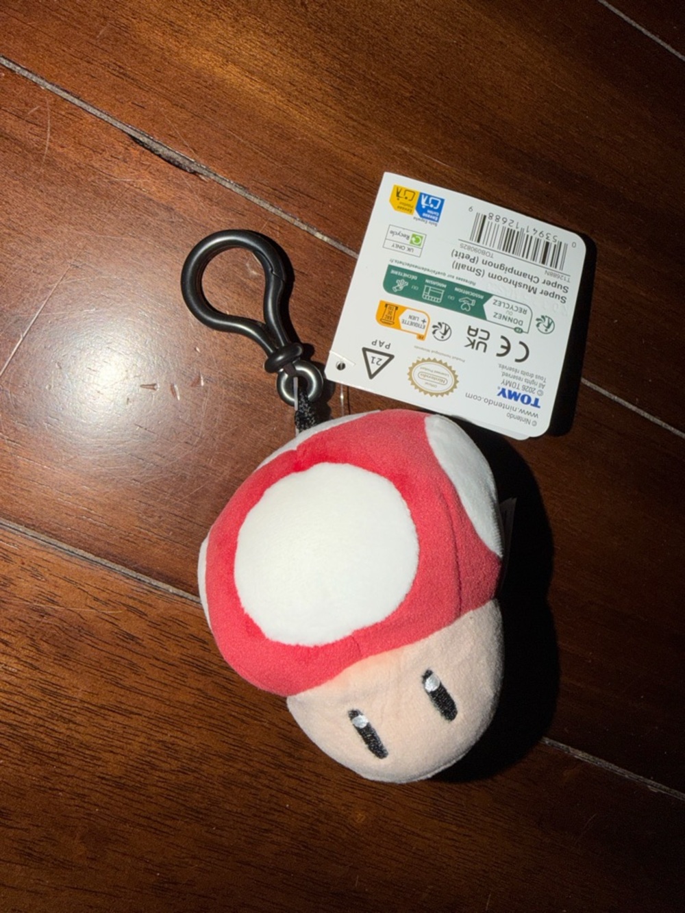 Nintendo Super Mario Red & White Mushroom Plush Keychain